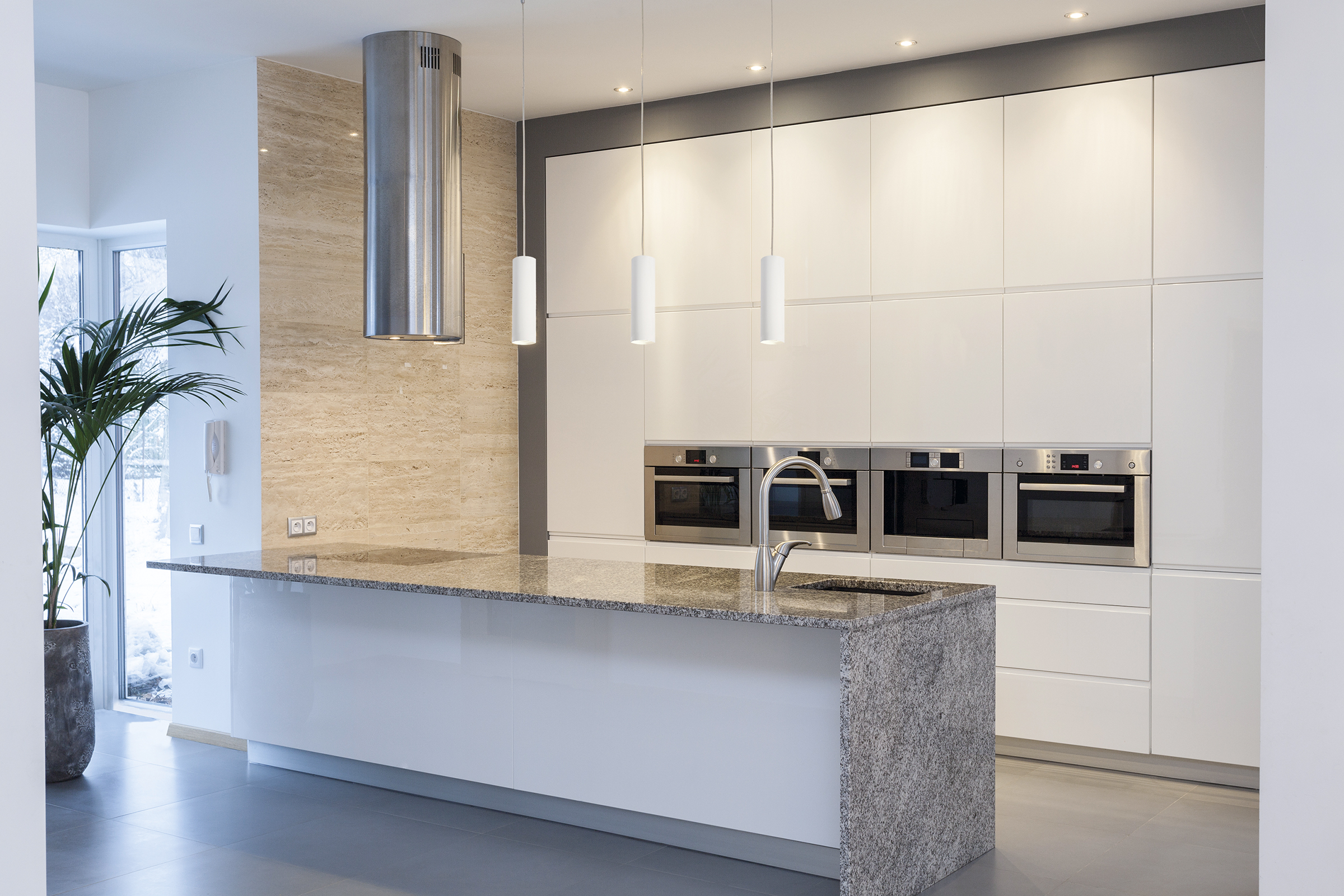 Pendelleuchte Modern II LED, weiss, Deko-Rand champagner, Phasenab.