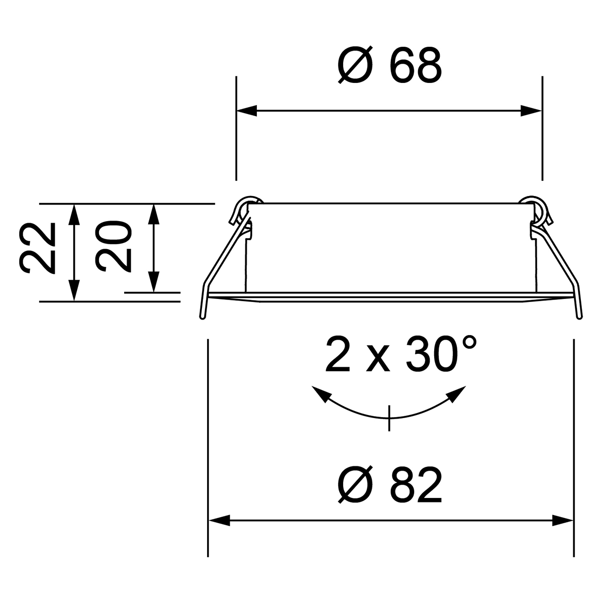 Deckeneinbauring Swing 68, mit Spannfedern, alu-glänzend