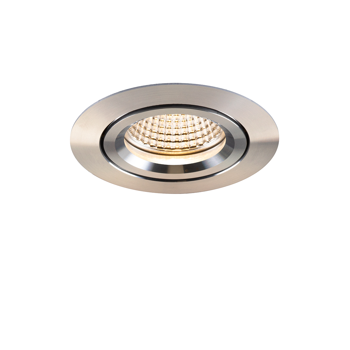Einbau-Downlight Swing 68, mit RIDL 9, mit Spannfedern, Phasenab., alu-glänzend, 60°, 4000 K